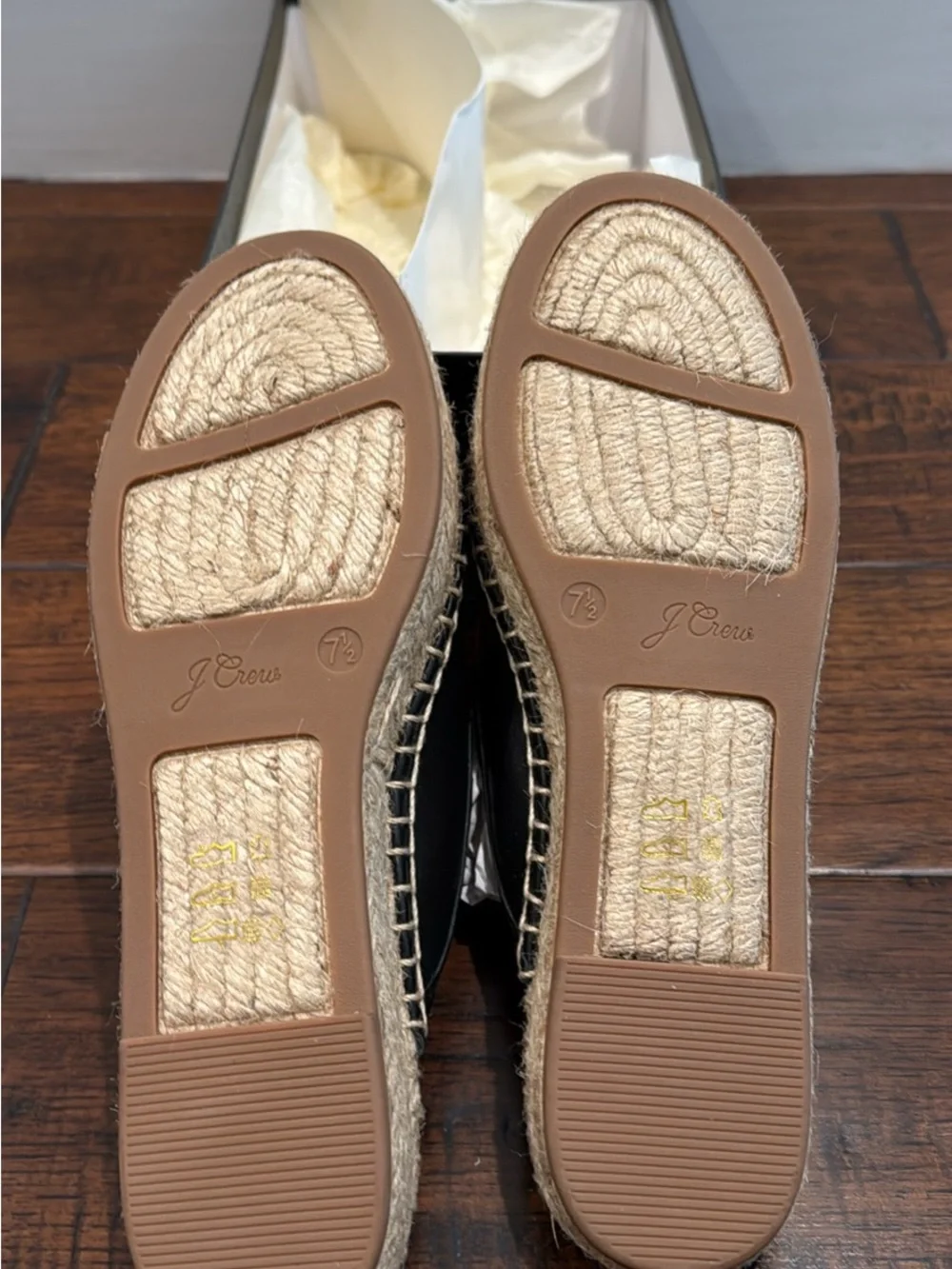 J.Crew NIB Leather Espadrille Mule Black Size 7.5 - Picture 2 of 3